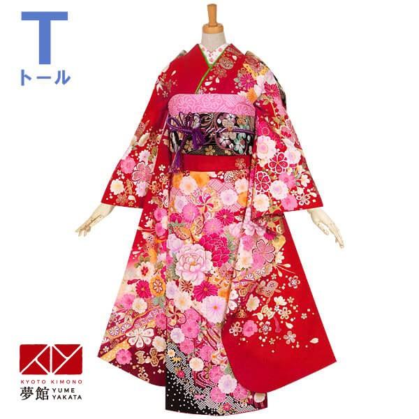 振袖 レンタル 成人式 結婚式 赤 花車に桜宝尽し(絹) 一点物 12月〜1月利用 対応身長165〜173cm RS1115