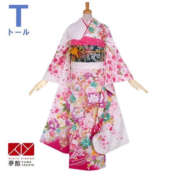 振袖 レンタル 成人式 結婚式 白 桜に蝶(絹) 一点物 12月〜1月利用 対応身長165〜173cm RS1116