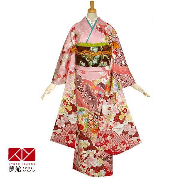振袖 レンタル 成人式 結婚式 ピンク 雪輪重ね梅菊文(絹)(宅) 一点物 12月〜1月利用 対応身長154〜165cm RS1130
