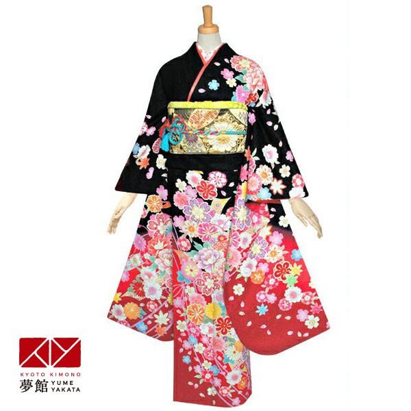 振袖 レンタル 成人式 結婚式 黒 熨斗に四季花(絹)(宅)12月〜1月利用 対応身長154〜165cm RS1149