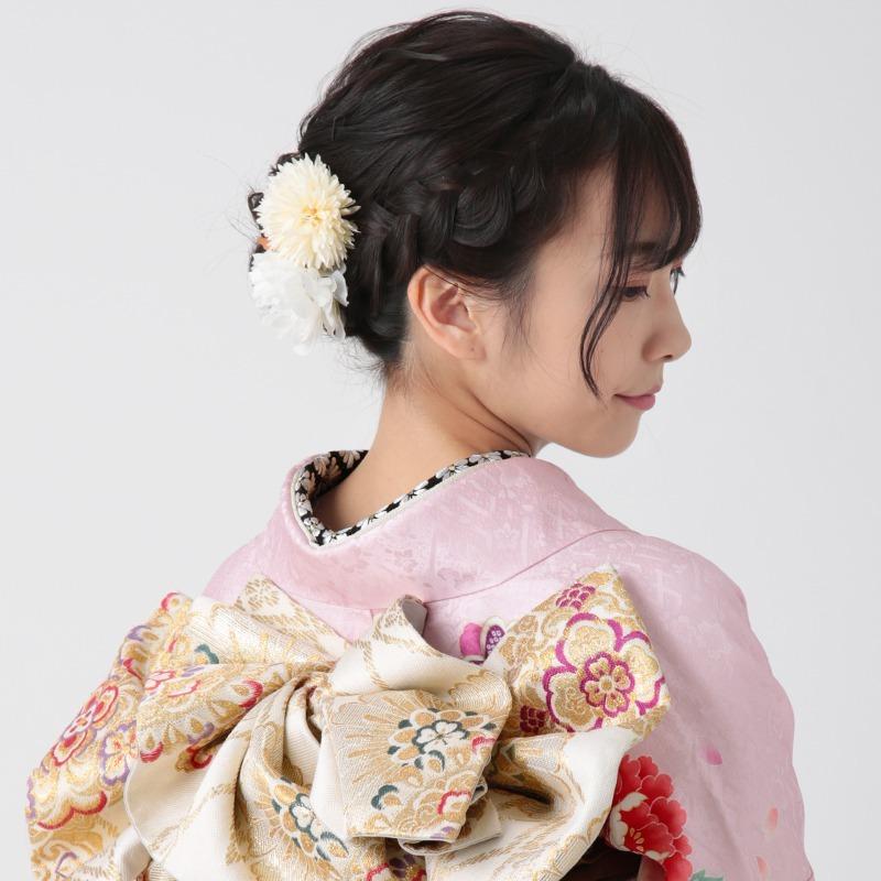 振袖 レンタル 成人式 結婚式 ピンク 桜牡丹に毬(絹)(宅) 一点物 12月〜1月利用 対応身長155〜159cm RS1152の画像