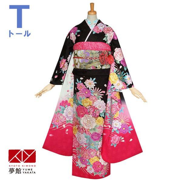 振袖 レンタル 成人式 結婚式 黒 牡丹に手毬(絹) 一点物 12月〜1月利用 対応身長165〜173cm RS1168