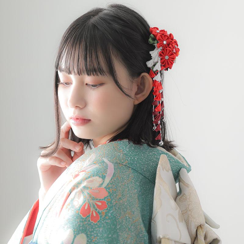 振袖 レンタル 成人式 結婚式 青緑 椿に菊梅文様(絹) 一点物12月〜1月