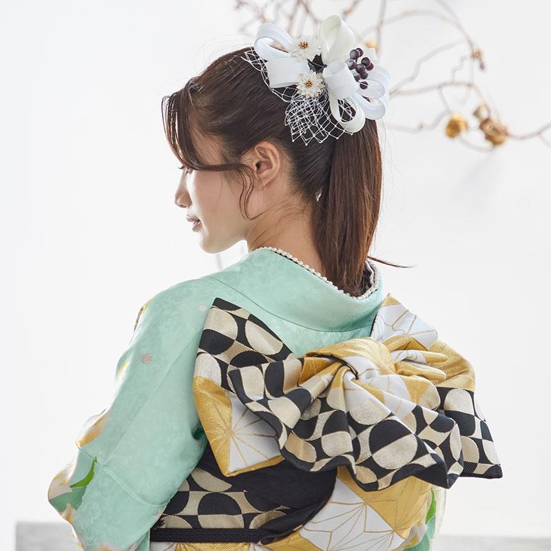 振袖 レンタル 成人式 結婚式 グリーン チューリップにリボン(絹) Lako