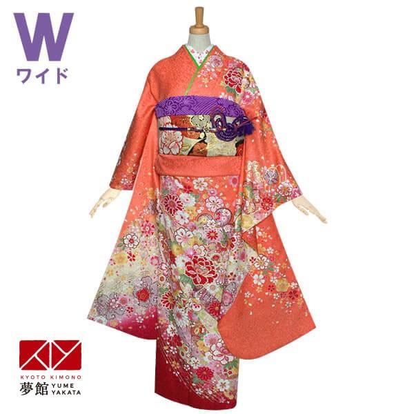 振袖 レンタル 成人式 結婚式 オレンジ 桜牡丹に毬(絹)(宅)(w) 一点物 12月〜1月利用 対応身長150〜160cm RS1210