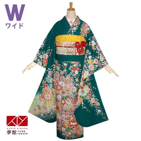 振袖 レンタル 成人式 結婚式 緑 桜菊花に宝づくし(絹)(w) 一点物 12月〜1月利用 対応身長150〜160cm RS1211