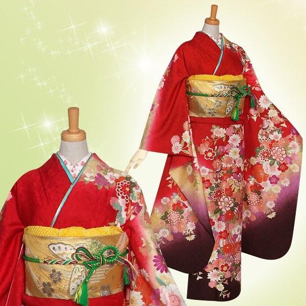 振袖 レンタル 成人式 結婚式 赤 花くす玉に手鞠(絹) 一点物 12月〜1月利用 対応身長165〜169cm RS1213の画像