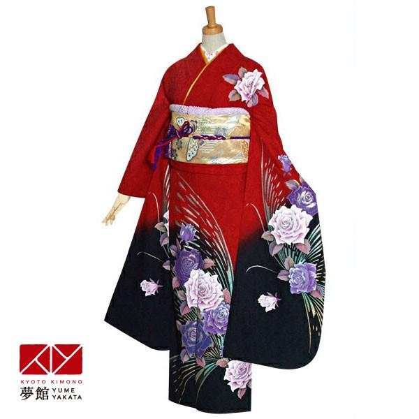 振袖 レンタル 成人式 結婚式 赤　薔薇(絹) 一点物12月〜1月利用 対応身長154〜165cm RS1231