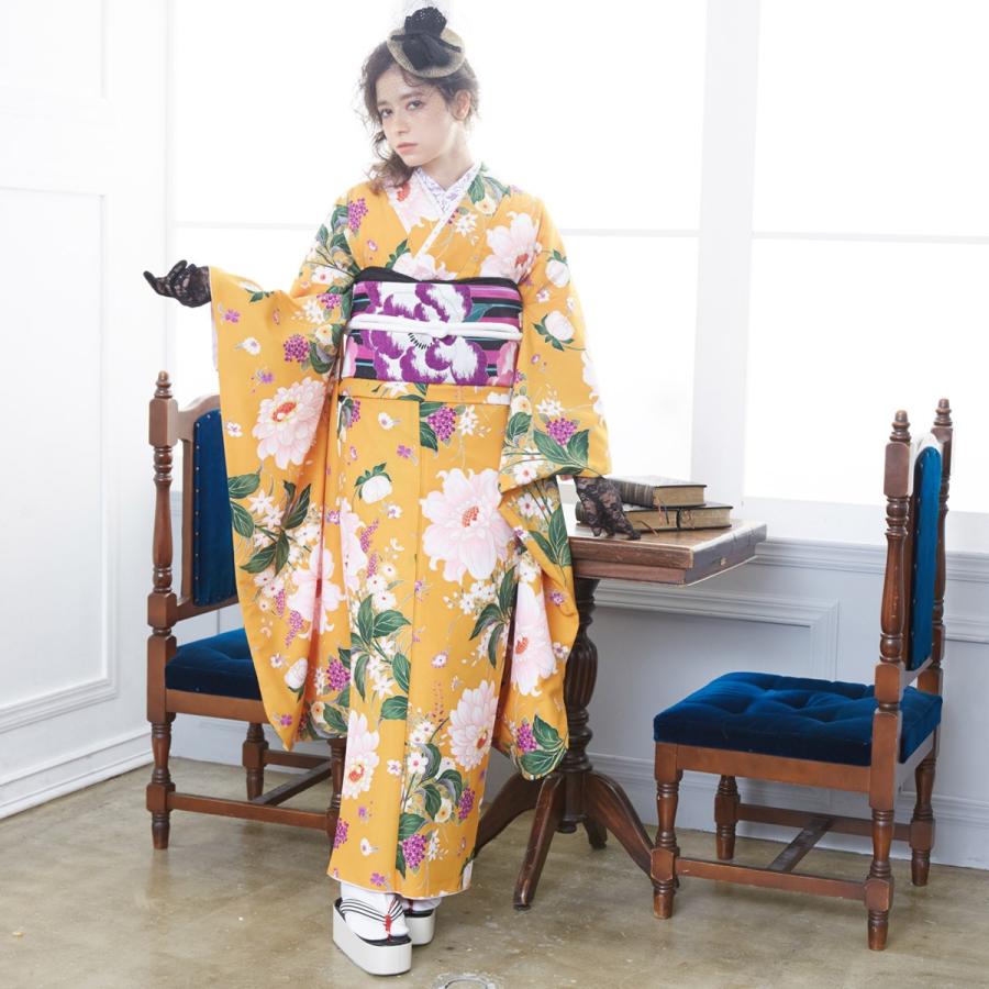 振袖 レンタル 成人式 結婚式 オレンジ ダリア きもの道楽 12月〜1月利用 対応身長154〜165cm RS1246の画像