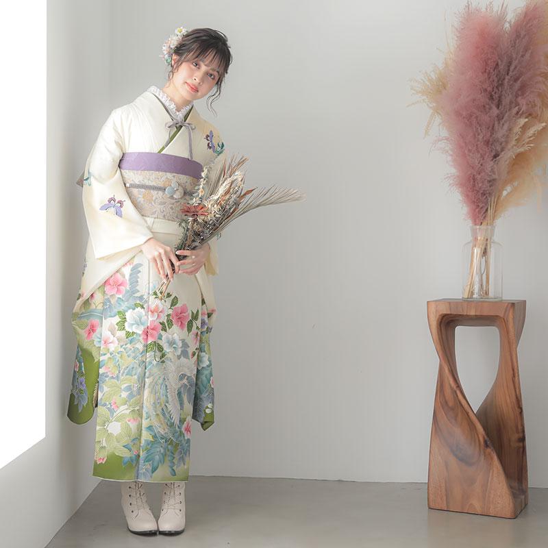 きもの道楽 振袖 レンタル 成人式 結婚式 オフホワイト 鳳凰に