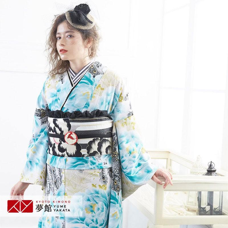 振袖 レンタル 成人式 結婚式 白 松牡丹に孔雀 和風館 12月〜1月利用 対応身長154〜165cm RS1250