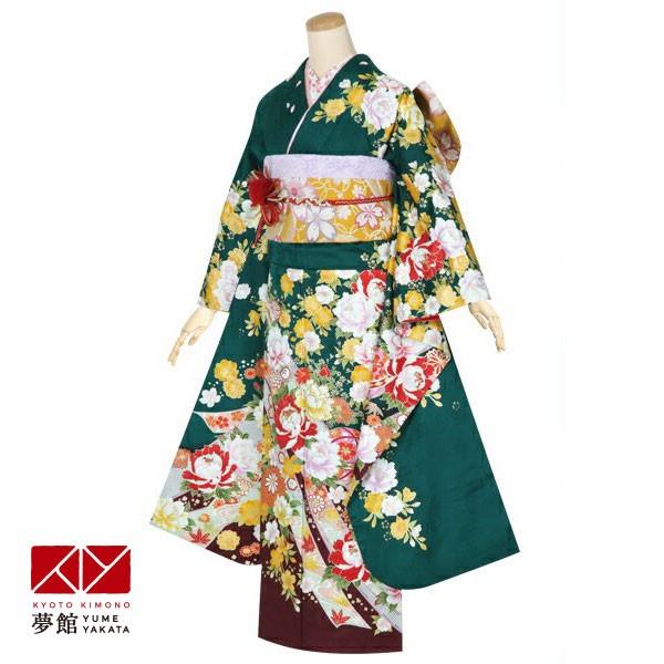 振袖 レンタル 成人式 結婚式 緑 熨斗に枝垂桜(絹)12月〜1月利用 対応身長154〜165cm RS1275