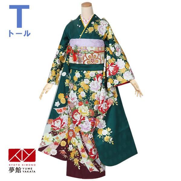 振袖 レンタル 成人式 結婚式 緑 熨斗に枝垂桜(絹)12月〜1月利用 対応身長165〜169cm RS1276
