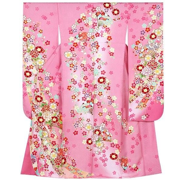 振袖 レンタル 成人式 結婚式 ピンク 扇面牡丹に桜(絹)(宅)12月〜1月利用 対応身長154〜165cm RS1281の画像