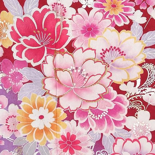 振袖 レンタル 成人式 結婚式 赤 桜(絹)(宅) 一点物 12月〜1月利用 対応身長154〜165cm RS1297の画像