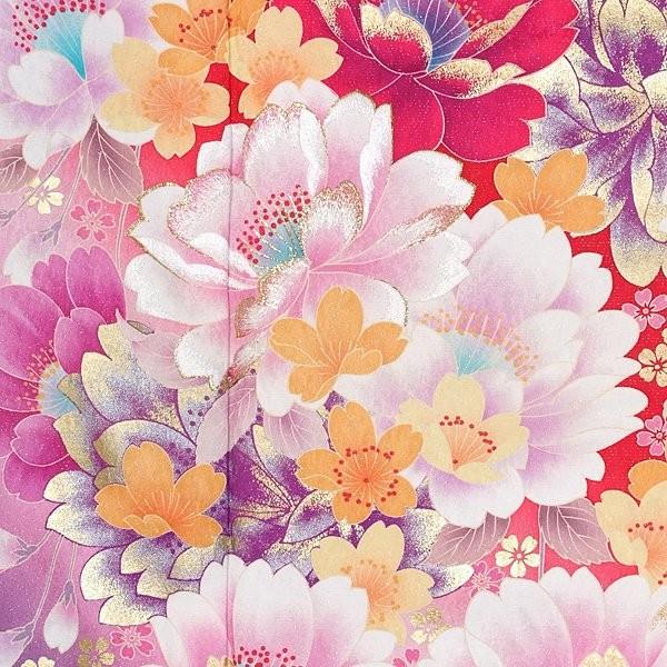 振袖 レンタル 成人式 結婚式 赤 枝垂桜(絹)(宅) 一点物 12月〜1月利用 対応身長154〜165cm RS1298の画像