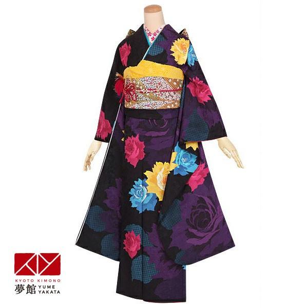 振袖 レンタル 成人式 結婚式 黒 ローズ(絹) 一点物 12月〜1月利用 対応身長154〜165cm RS1310