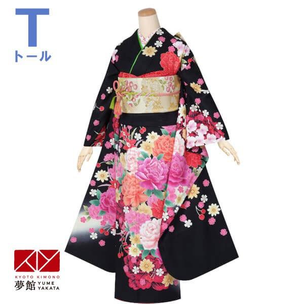 振袖 レンタル 成人式 結婚式 黒 甘い豪華百花(絹) 一点物 12月〜1月利用 対応身長165〜173cm RS1311