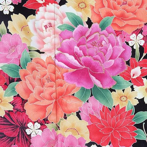 振袖 レンタル 成人式 結婚式 黒 甘い豪華百花(絹) 一点物 12月〜1月利用 対応身長165〜173cm RS1311の画像