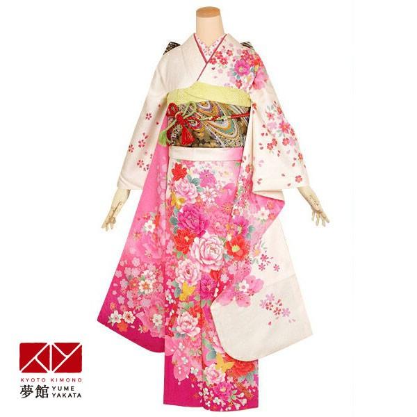 振袖 レンタル 成人式 結婚式 白 牡丹と蝶(絹) 一点物 12月〜1月利用 対応身長154〜165cm RS1327