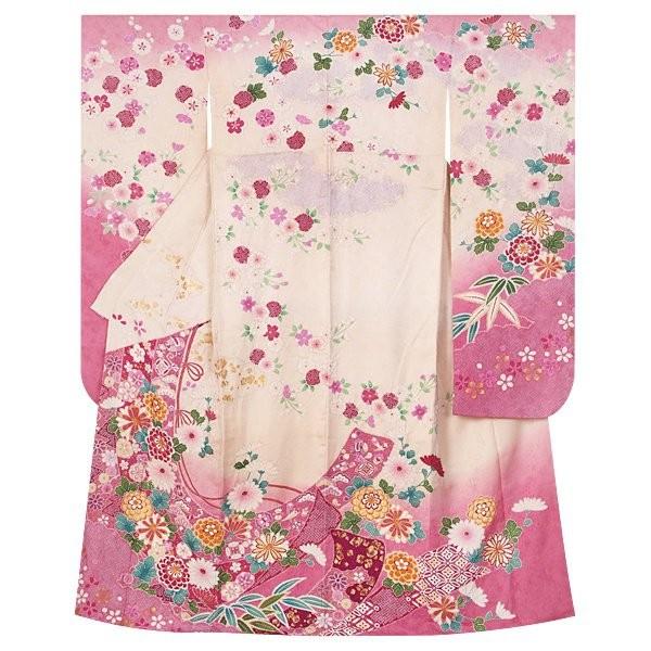 振袖 レンタル 成人式 結婚式 白 几帳に菊花(絹)12月〜1月利用 対応身長154〜165cm RS1335の画像