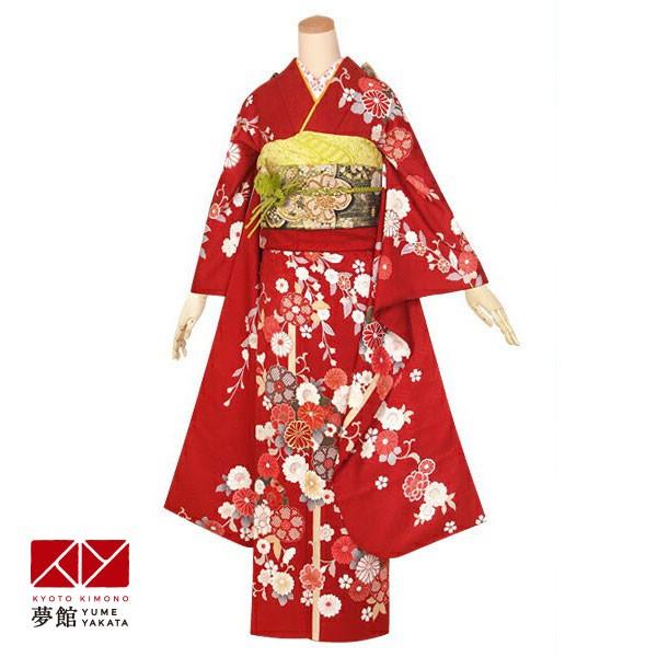 振袖 レンタル 成人式 結婚式 赤　枝垂桜に菊花(絹) 一点物12月〜1月利用 対応身長154〜165cm RS1337