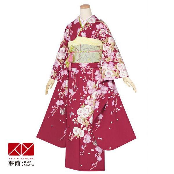 振袖 レンタル 成人式 結婚式 訳あり商品 安い 赤　枝垂桜(宅)(絹)12月〜1月利用 対応身長155〜159cm RS1339