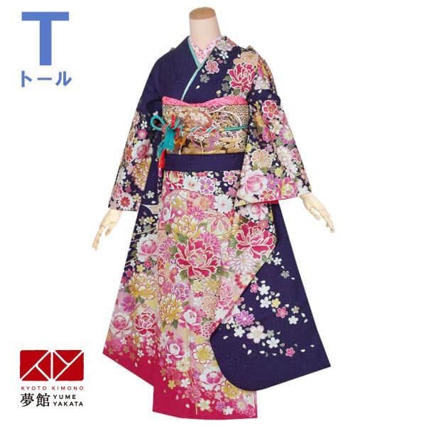 振袖 レンタル 成人式 結婚式 紺 桧扇にまり牡丹(絹)12月〜1月利用 対応身長165〜169cm RS1353
