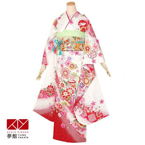 振袖 レンタル 成人式 結婚式 白 貝桶に四季の花(絹)(宅)12月〜1月利用 対応身長154〜165cm RS1357