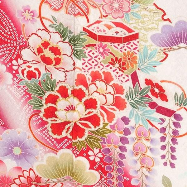 振袖 レンタル 成人式 結婚式 白 貝桶に四季の花(絹)(宅)12月〜1月利用 対応身長154〜165cm RS1357の画像