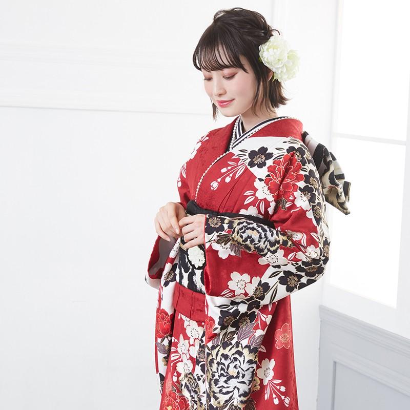 振袖 レンタル 成人式 結婚式 赤 豪華金彩 牡丹桜(絹)12月〜1月利用