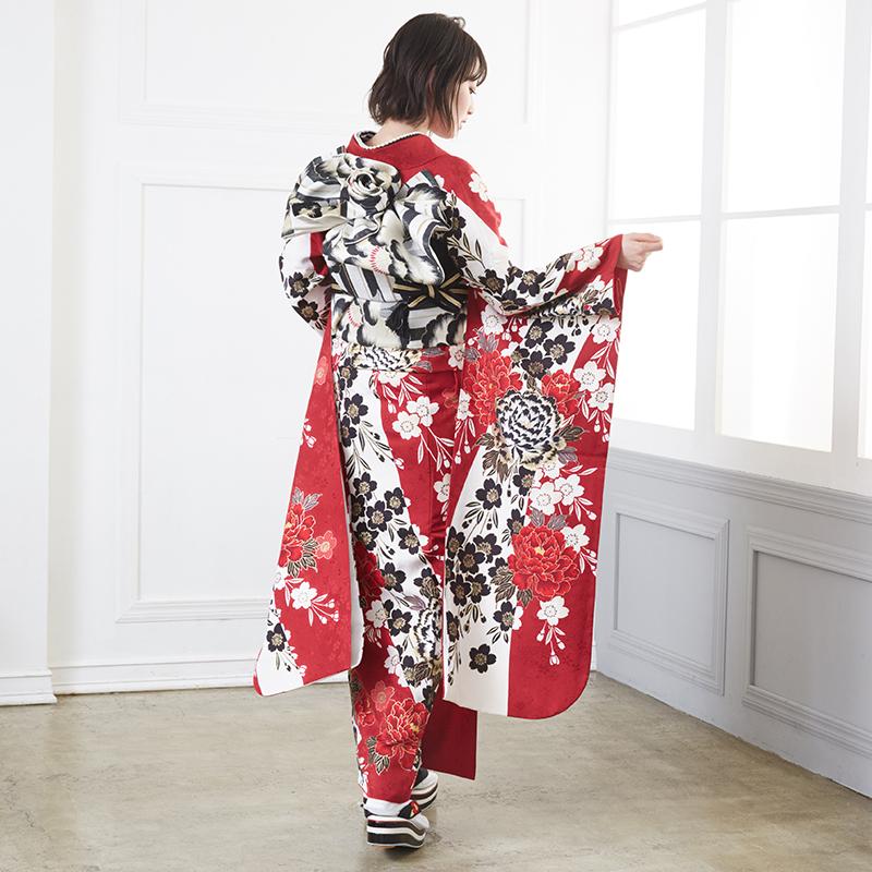 振袖 レンタル 成人式 結婚式 赤 豪華金彩 牡丹桜(絹)12月〜1月