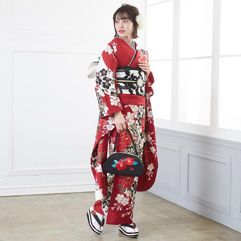 振袖 レンタル 成人式 結婚式 赤 豪華金彩 牡丹桜(絹)12月〜1月