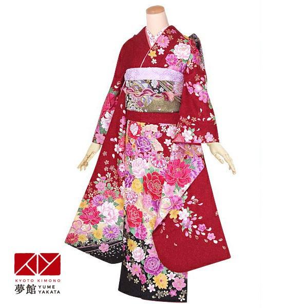 振袖 レンタル 成人式 結婚式 赤 毬と牡丹(絹)12月〜1月利用 対応身長155〜159cm RS1360