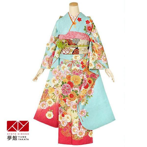 振袖 レンタル 成人式 結婚式 水色 雪輪に花結び(絹)12月〜1月利用 対応身長154〜165cm RS1376