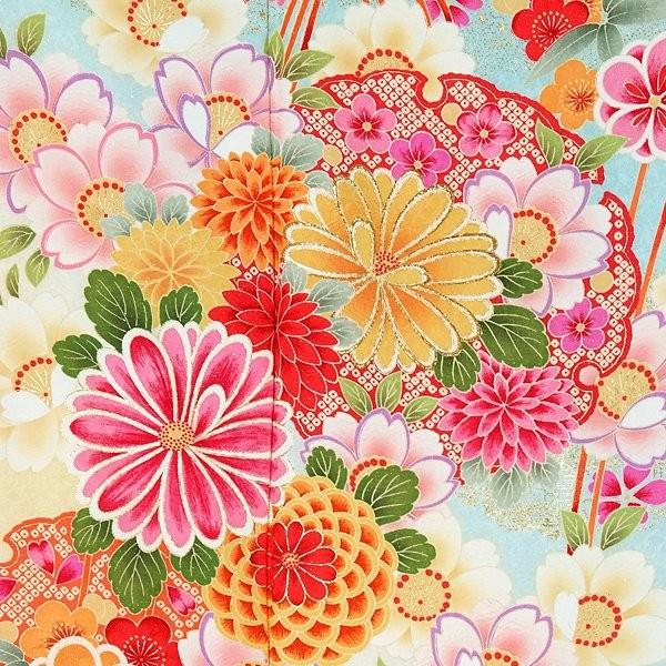 振袖 レンタル 成人式 結婚式 水色 雪輪に花結び(絹)12月〜1月利用 対応身長154〜165cm RS1376の画像