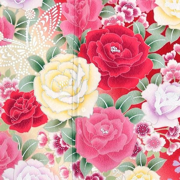 振袖 レンタル 成人式 結婚式 赤 薔薇とティアラ(絹)(宅) 一点物 12月〜1月利用 対応身長154〜165cm RS1386の画像