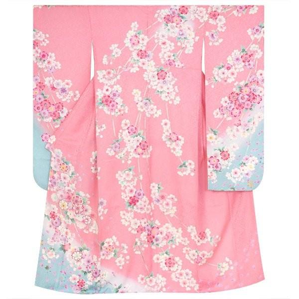 振袖 レンタル 成人式 結婚式 訳あり商品 安い ピンク 枝垂桜(絹)(宅)12月〜1月利用 対応身長154〜165cm RS1403の画像