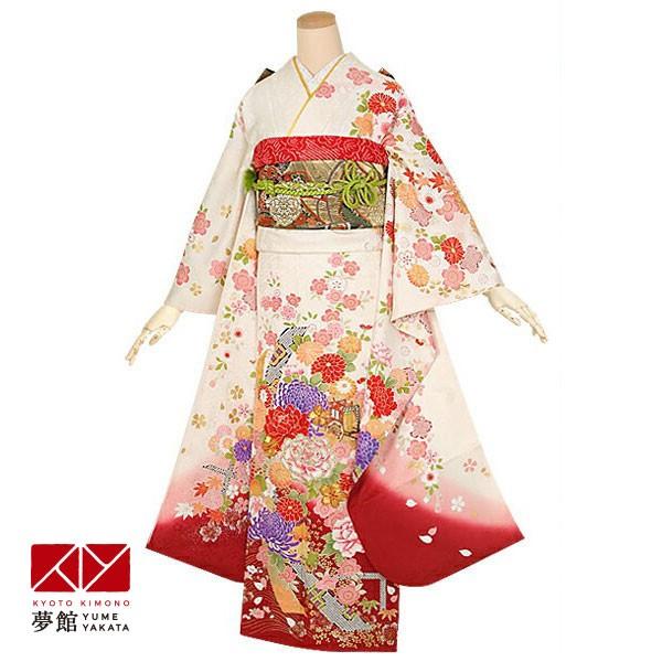 振袖 レンタル 成人式 結婚式 白　菊牡丹(絹) 一点物12月〜1月利用 対応身長154〜165cm RS1416