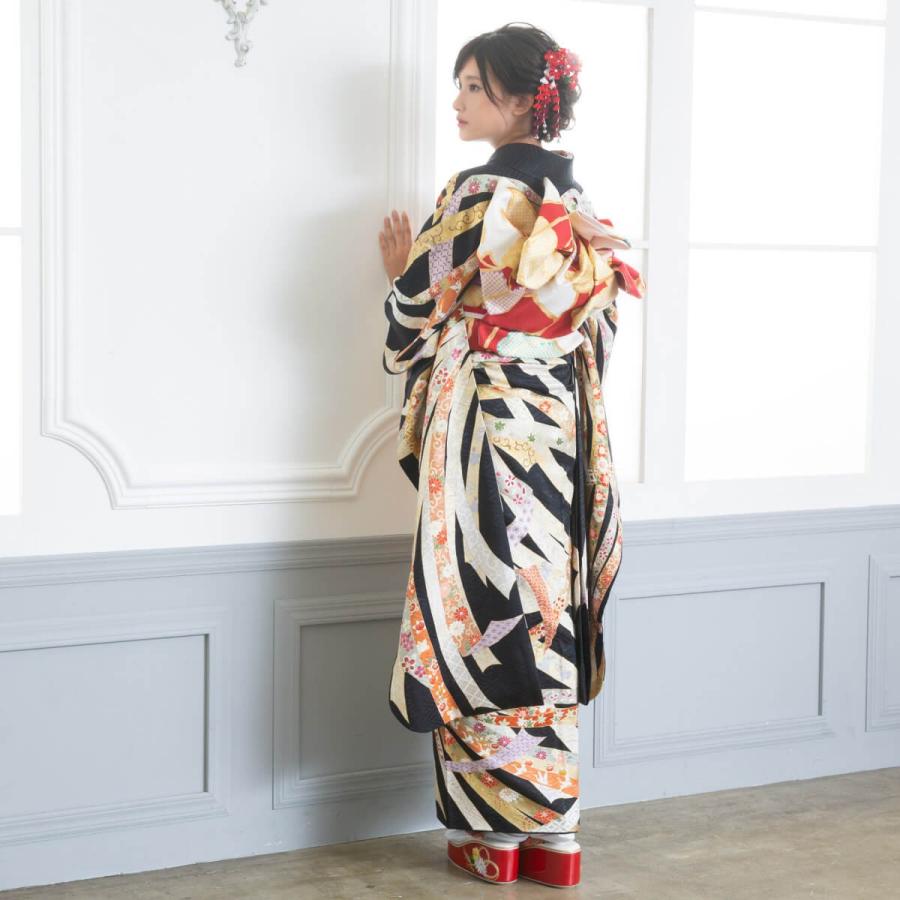 定価48700円振袖 レンタル 成人式 結婚式 黒 大熨斗目(絹)(宅)モデル