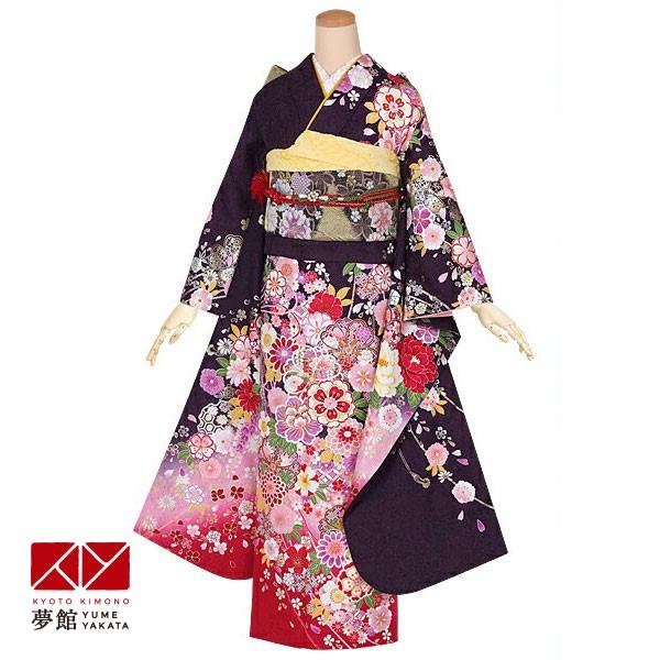 振袖 レンタル 成人式 結婚式 紫　枝垂桜に花くす玉(絹) 一点物12月〜1月利用 対応身長160〜164cm RS1434