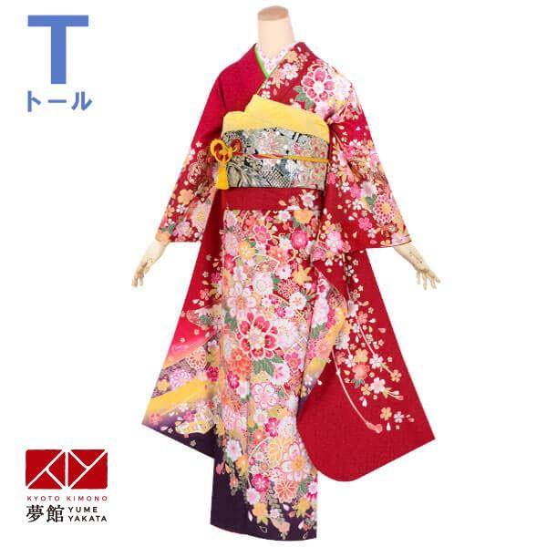 振袖 レンタル 成人式 結婚式 赤 桜吹雪 手毬牡丹(絹) 一点物 12月〜1月利用 対応身長165〜173cm RS1454