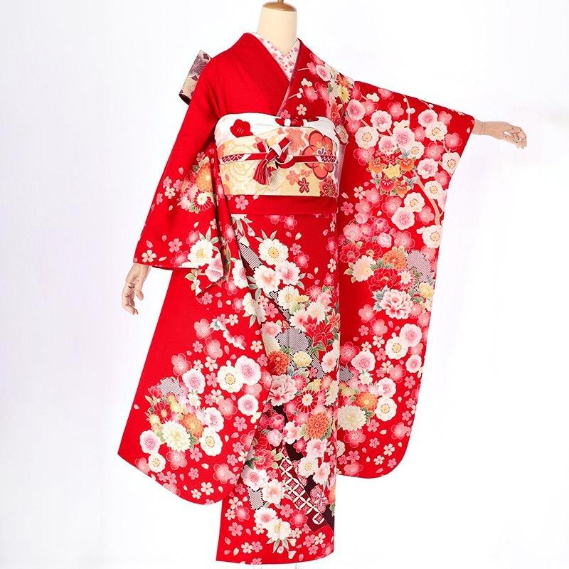 [あいな] 振袖　正絹　成人式　結婚式　紅色　赤　礼装　フォーマル　演奏会 定価29300円セール開催中！振袖 レンタル 成人式 結婚式 赤 熨斗