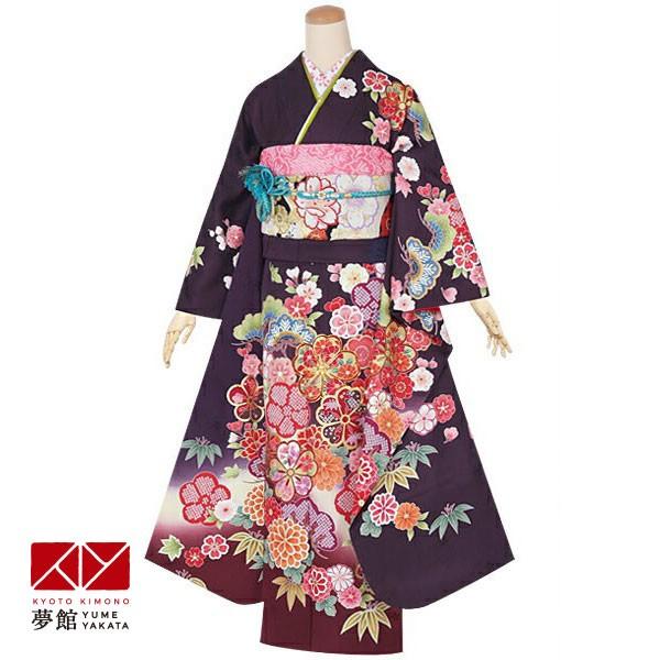 振袖 レンタル 成人式 結婚式 紫 桜菊に松竹梅(絹) 一点物12月〜1月利用 対応身長160〜164cm RS1481