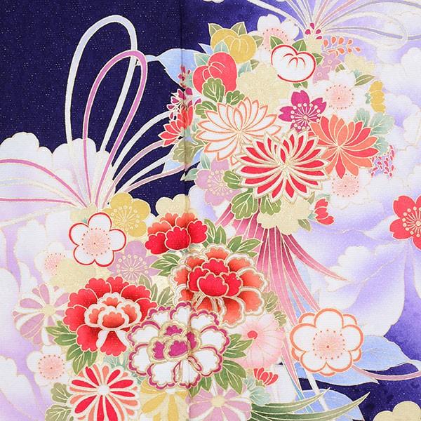 振袖 レンタル 成人式 結婚式 白×紫 牡丹に薬玉文様（絹）12月〜1月