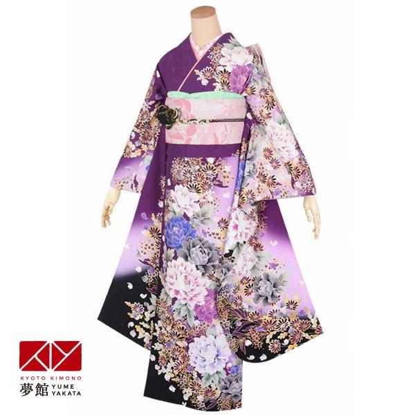 振袖 レンタル 成人式 結婚式 紫 牡丹に菊(R1758)12月〜1月利用 対応身長154〜165cm RS1518