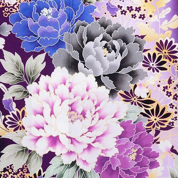 振袖 レンタル 成人式 結婚式 紫 牡丹に菊(R1758)12月〜1月利用 対応