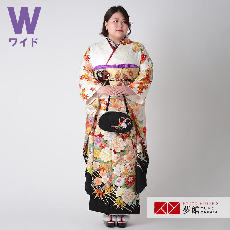 振袖 レンタル 成人式 結婚式 白 熨斗に牡丹紅葉(絹)(w) 一点物12月〜1