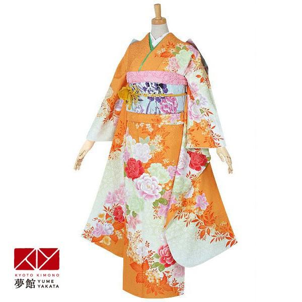 振袖 レンタル 成人式 結婚式 オレンジ 薔薇(絹) 一点物12月〜1月利用 