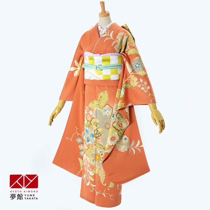ブランド登録なし - 振袖 賃借 成年者式 御芽出度 訳あり商いもの 安あがり 柿色 唐花文様(絹)12月〜1月利用 相応う身の長147〜154珊 RS156 レンタル-レンタル、各種サービス